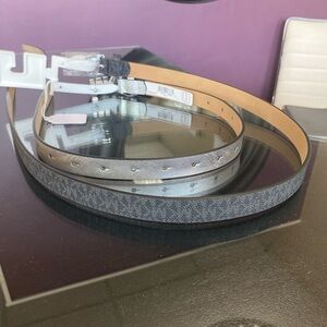 Michael Kors Tan and Black Belt Set